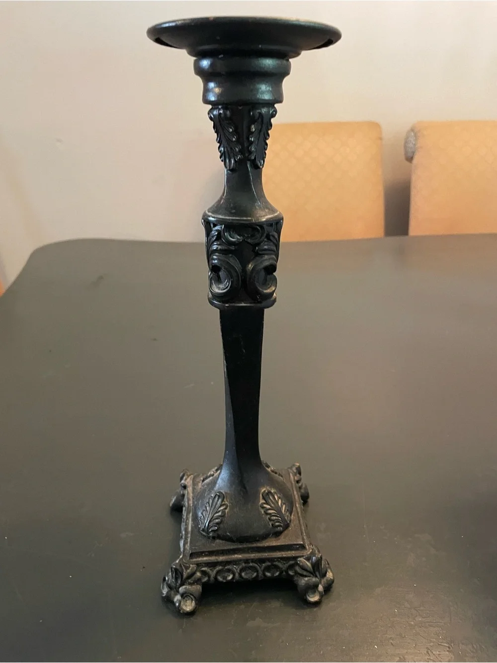 Black Decorative wooden and metal   Candlestick Holder goth vampire vintage